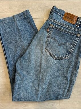 Vintage 1999 Levis 540 Jeans Mens 36 Waist Hemmed READ Blue Brown Tab Relaxed